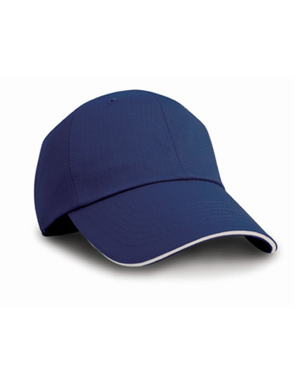 Result Headwear Herringbone Cap With Sandwich Peak Navy