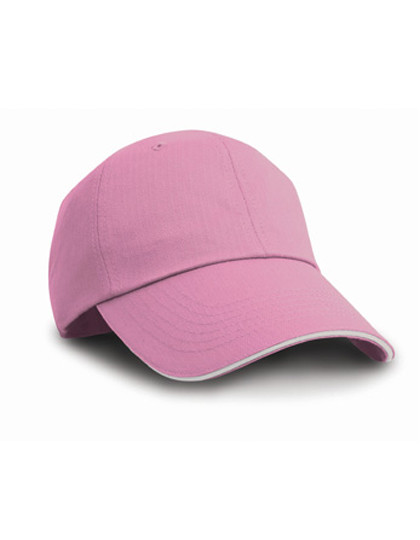 Result Headwear Herringbone Cap With Sandwich Peak Pink