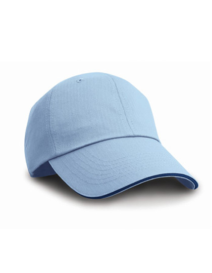 Result Headwear Herringbone Cap With Sandwich Peak Sky