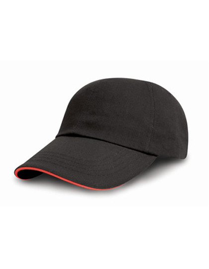 Result Headwear Brushed Cotton Decorators Cap With Sandwich Peak Black