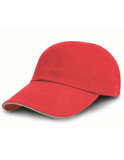 Result Headwear Brushed Cotton Decorators Cap With Sandwich Peak Red