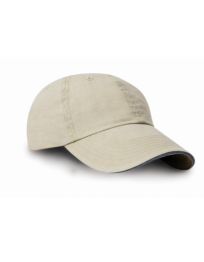 Result Headwear Washed Fine Line Cotton Cap With Sandwich Peak Putty