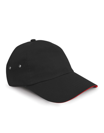 Result Headwear Printers Plush Cotton 5 Panel Cap Black