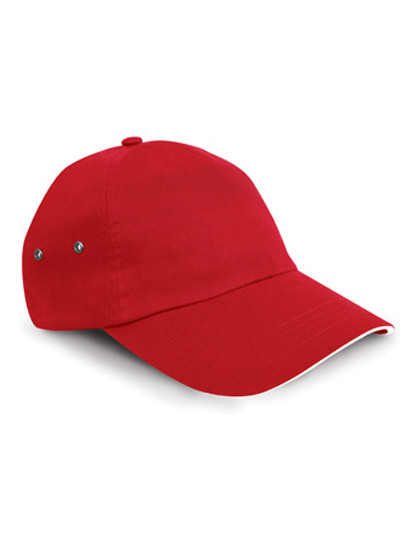 Result Headwear Printers Plush Cotton 5 Panel Cap Red