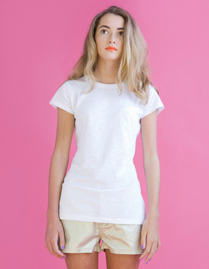 SF Women Ladies Slub T-Shirt White
