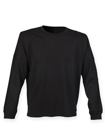 SF Men Unisex Drop Shoulder Slogan Top Black