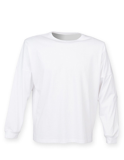 SF Men Unisex Drop Shoulder Slogan Top White