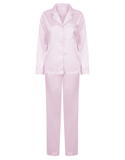 Towel City Ladies´ Satin Long Pyjamas Light Pink