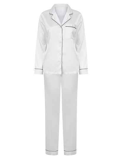 Towel City Ladies´ Satin Long Pyjamas White