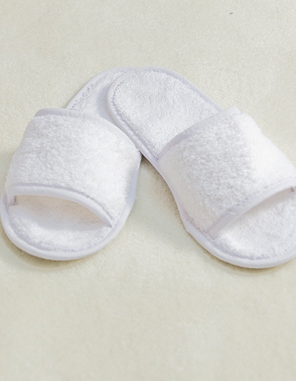 Towel City Classic Terry Slippers - Open Toe White