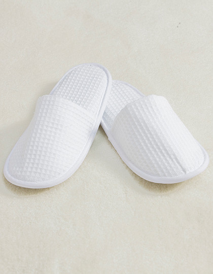 Towel City Waffle Mule Slippers White