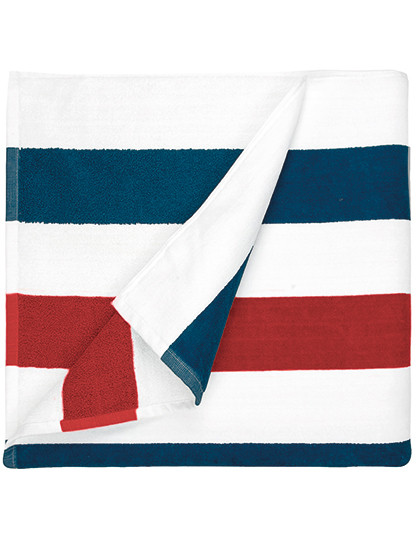 The One Towelling® Beach Towel Stripe Navy Blue