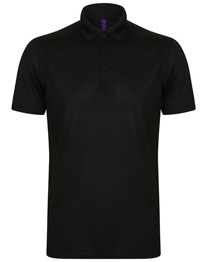 Henbury Men´s Slim Fit Stretch Polo Shirt + Wicking Finish Black