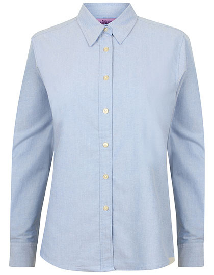 Henbury Ladies´ Classic Long Sleeved Oxford Shirt Blue Oxford