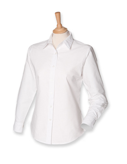 Henbury Ladies´ Classic Long Sleeved Oxford Shirt White