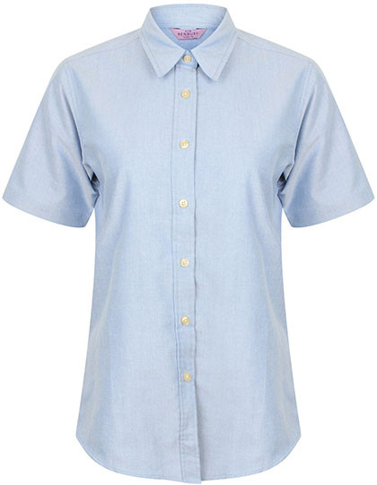 Henbury Ladies´ Classic Short Sleeved Oxford Shirt Blue Oxford