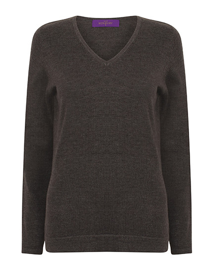 Henbury Ladies´ Lightweight V-Neck Jumper Grey Marl