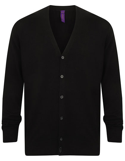 Henbury Men´s Lightweight V-Neck Cardigan Black