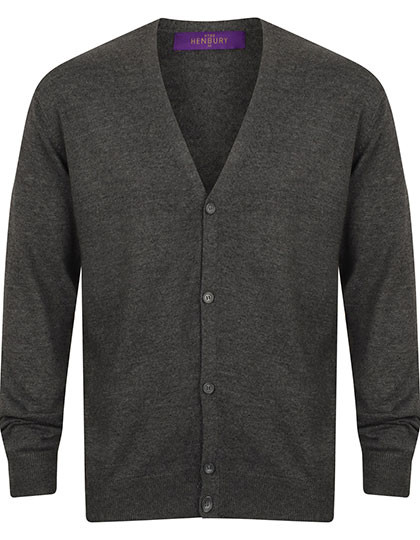 Henbury Men´s Lightweight V-Neck Cardigan Grey Marl