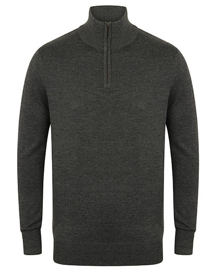 Henbury Men´s Quarter Zip Jumper Grey Marl