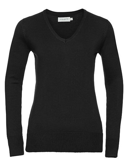 Russell Collection Ladies´ V-Neck Knitted Pullover Black