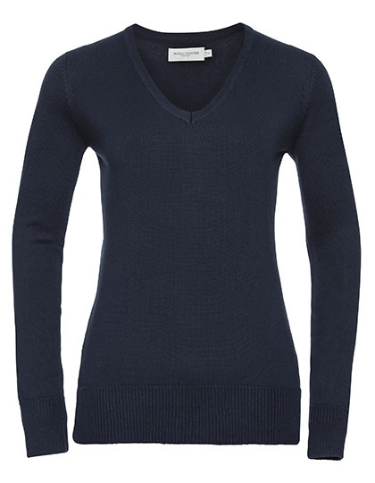 Russell Collection Ladies´ V-Neck Knitted Pullover French Navy