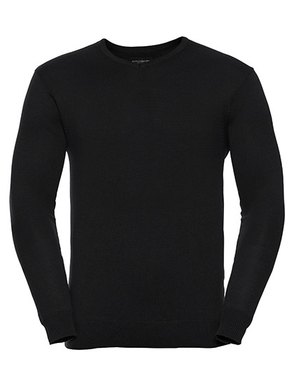 Russell Collection Men´s V-Neck Knitted Pullover Black