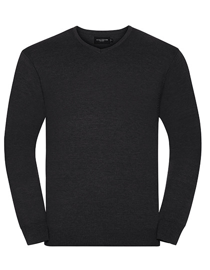 Russell Collection Men´s V-Neck Knitted Pullover Charcoal Marl