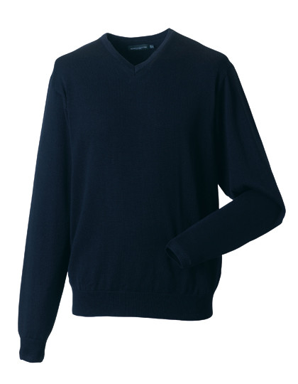 Russell Collection Men´s V-Neck Knitted Pullover French Navy