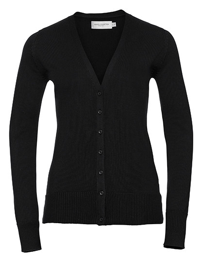 Russell Collection Ladies´ V-Neck Knitted Cardigan Black