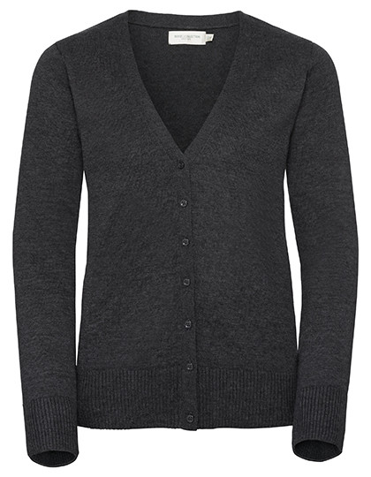Russell Collection Ladies´ V-Neck Knitted Cardigan Charcoal Marl