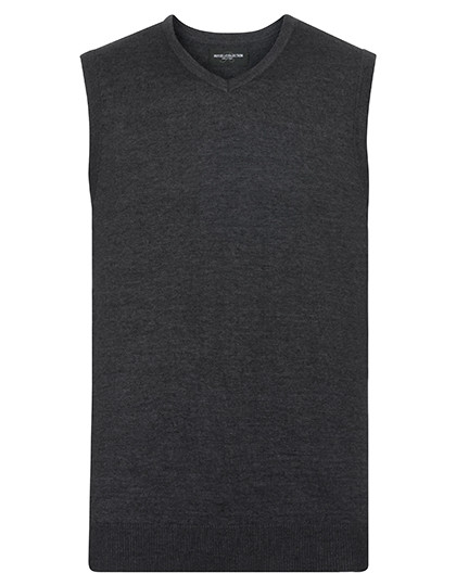 Russell Collection V-Neck Sleeveless Knitted Pullover Charcoal Marl