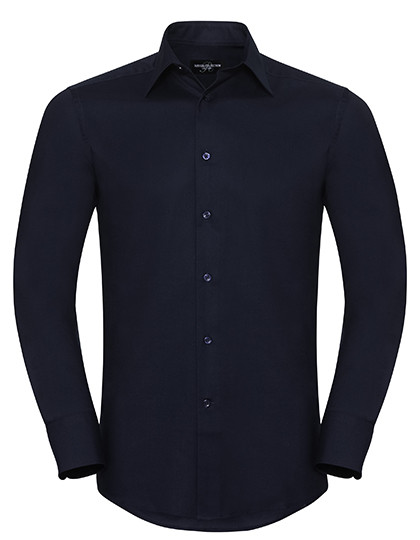 Russell Collection Men´s Long Sleeve Tailored Oxford Shirt Bright Navy