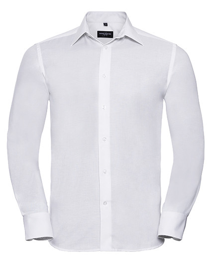 Russell Collection Men´s Long Sleeve Tailored Oxford Shirt White