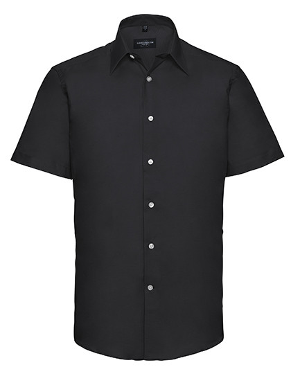 Russell Collection Men´s Short Sleeve Tailored Oxford Shirt Black