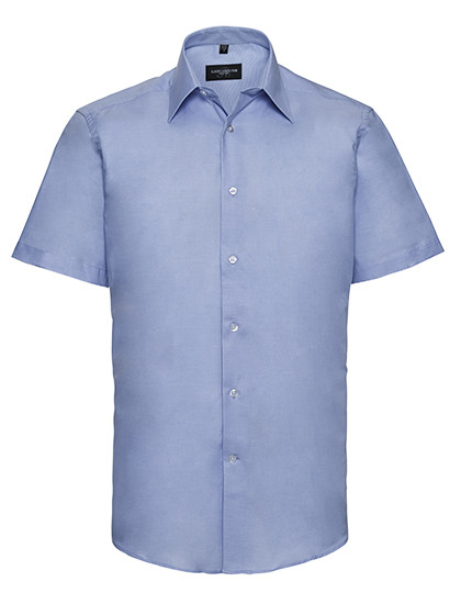 Russell Collection Men´s Short Sleeve Tailored Oxford Shirt Oxford Blue