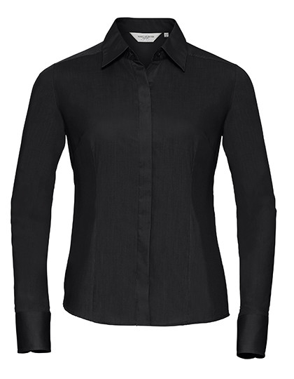 Russell Collection Ladies´ L/S Poly-Cotton Easy Care Fitted Poplin Shirt Black