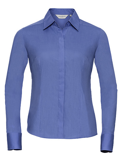 Russell Collection Ladies´ L/S Poly-Cotton Easy Care Fitted Poplin Shirt Corporate Blue