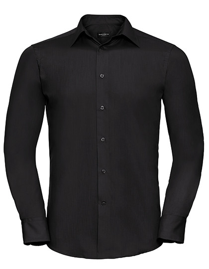 Russell Collection Men´s L/S Poly-Cotton Easy Care Tailored Poplin Shirt Black