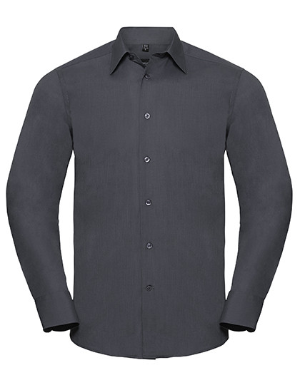 Russell Collection Men´s L/S Poly-Cotton Easy Care Tailored Poplin Shirt Convoy Grey