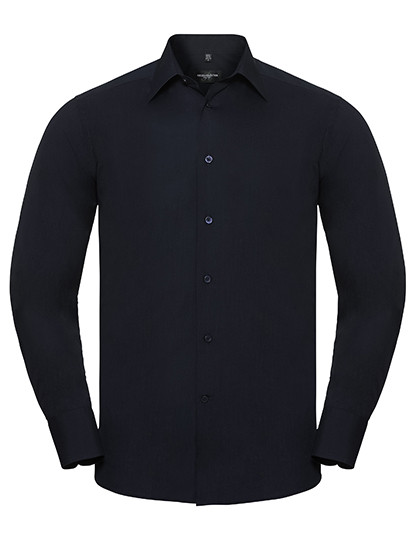 Russell Collection Men´s L/S Poly-Cotton Easy Care Tailored Poplin Shirt French Navy