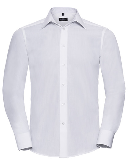 Russell Collection Men´s L/S Poly-Cotton Easy Care Tailored Poplin Shirt White