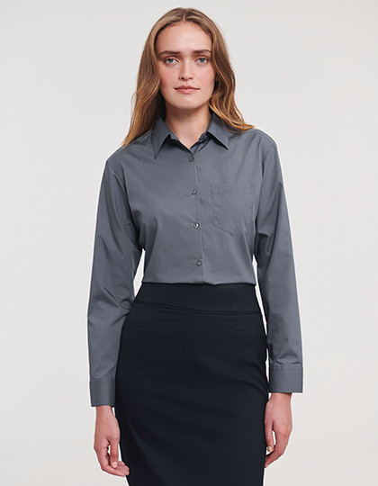 Russell Collection Ladies´ Long Sleeve Classic Polycotton Poplin Shirt