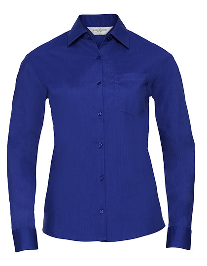 Russell Collection Ladies´ L/S Poly-Cotton Easy Care Poplin Shirt Bright Royal