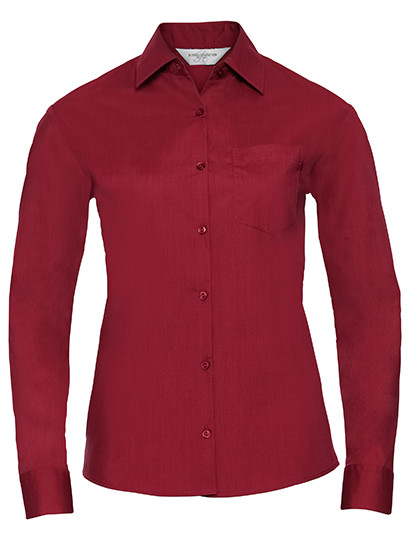 Russell Collection Ladies´ L/S Poly-Cotton Easy Care Poplin Shirt Classic Red