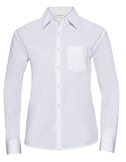 Russell Collection Ladies´ L/S Poly-Cotton Easy Care Poplin Shirt White