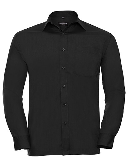 Russell Collection Men´s L/S Poly-Cotton Easy Care Poplin Shirt Black
