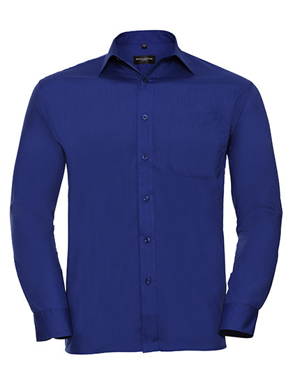 Russell Collection Men´s L/S Poly-Cotton Easy Care Poplin Shirt Bright Royal