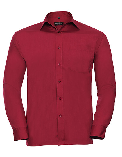 Russell Collection Men´s L/S Poly-Cotton Easy Care Poplin Shirt Classic Red