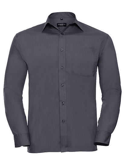 Russell Collection Men´s L/S Poly-Cotton Easy Care Poplin Shirt Convoy Grey